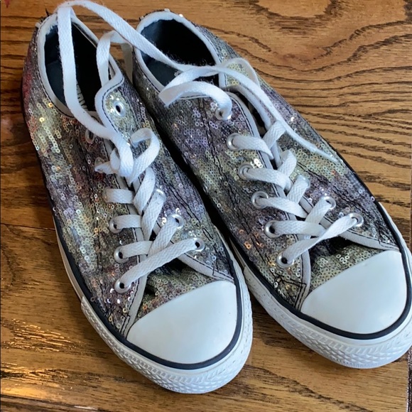 silver sequin chuck taylors